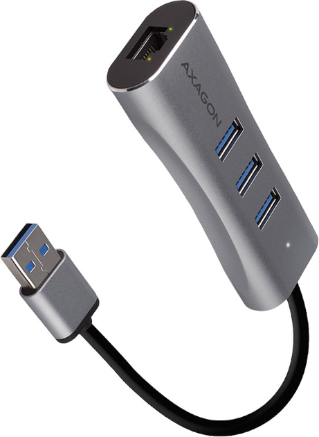 USB-хаб Axagon металевий 3 x USB-A + Ethernet + micro-USB 0.2 м (8595247905604) - зображення 1