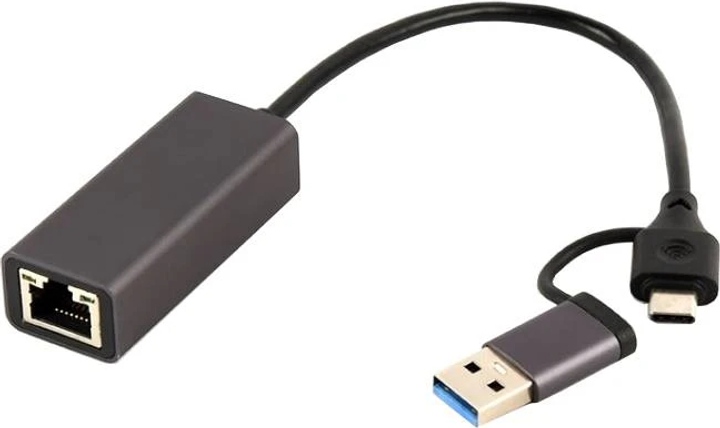 Adapter USB-C + USB 3.1 (M) do RJ-45 (F) Gembird A-USB3AC-LAN-01 (8716309128186) - obraz 1