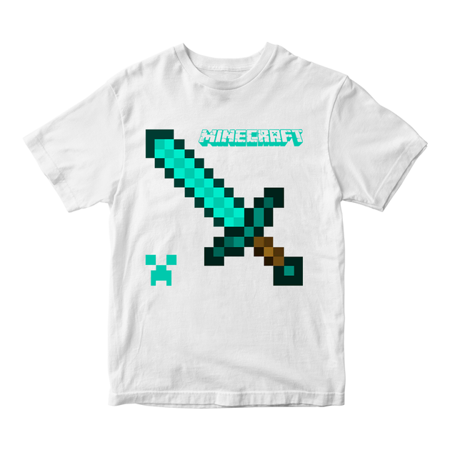 Футболка белая с оригинальным принтом онлан игры Minecraft "Меч ...