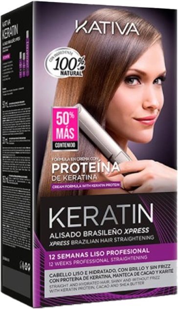 Zestaw do pielęgnacji włosów Kativa Keratin Brazilian Straightening Xpress szampon 50 ml + maska lecznicza 150 ml + odżywka 30 ml (7750075042681) - obraz 1