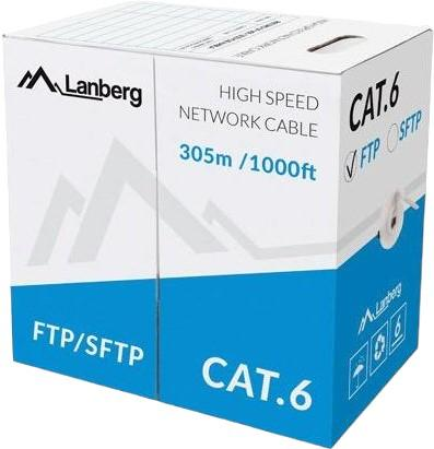 Kabel Lanberg SFTP Cat 6 CU 305 m Grey (5901969421828) - obraz 1