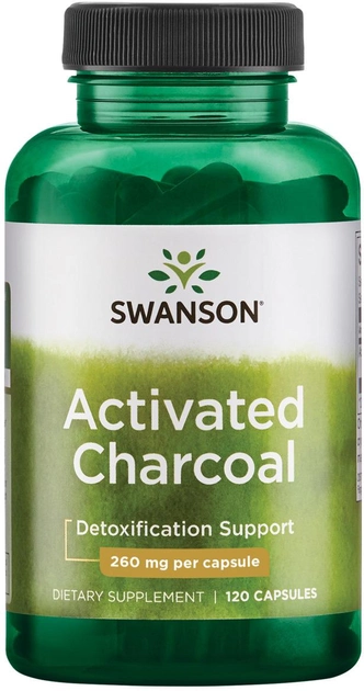 Дієтична добавка Swanson Активоване вугілля 260 мг 120 капсул (0087614113555) - зображення 1