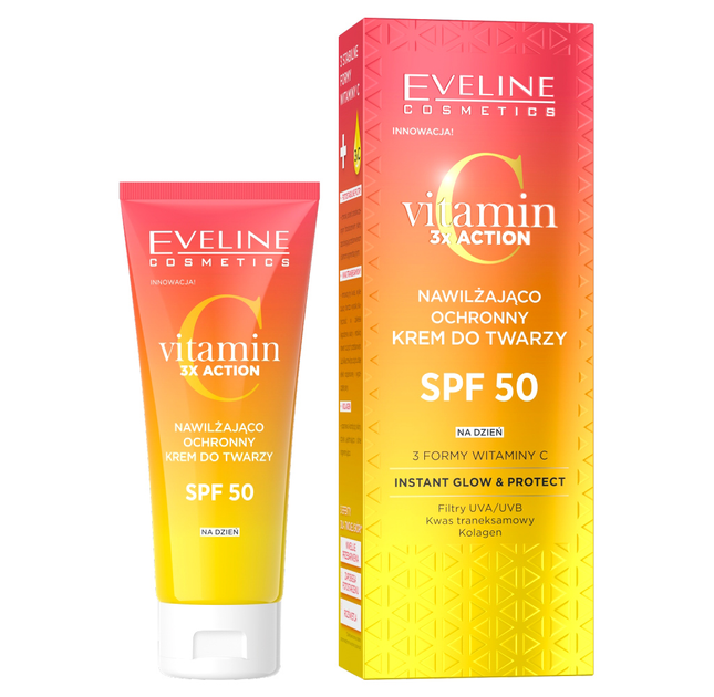 Krem do twarzy Eveline Cosmetics Vitamin C 3x Action nawilżająco-ochronny SPF50 30 ml (5903416053378) - obraz 1