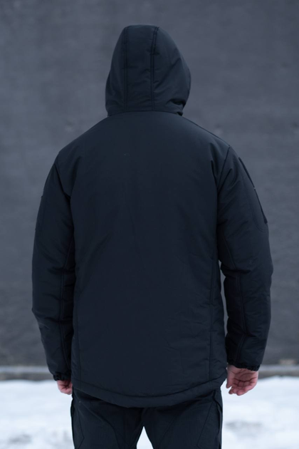 Чоловіча зимова куртка Thermo-Loft поліція із липучками під шеврони чорна XL - зображення 2