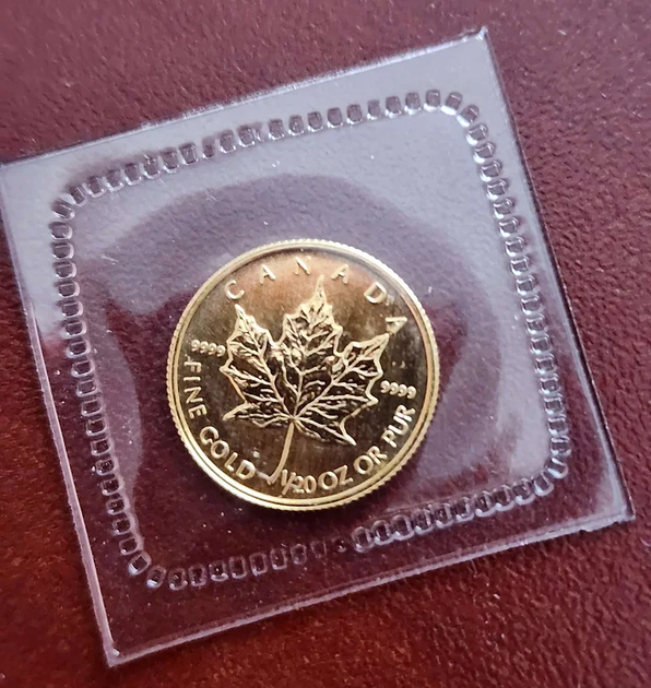 Золота монета 1/20oz Кленовий Лист 1 долар 1995 Канада - Фото 2 Золота монета 1/20oz Кленовий Лист 1 долар 1995 Канада - зображення 2