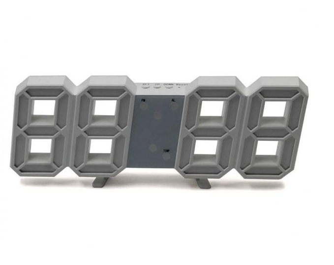 Часы настольные LY 1089 USB 5V белые с голубой LED подсветкой - изображение 2