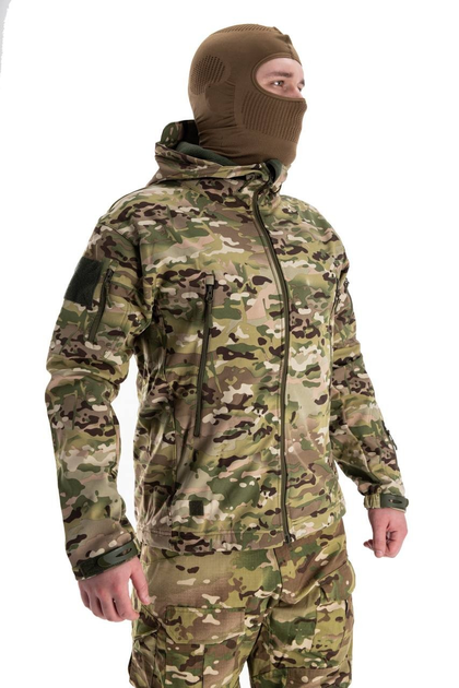 Військова водонепроникна дихаюча тепла тактична фліска-куртка Softshell 3XL(56-58) Мультикам - зображення 1