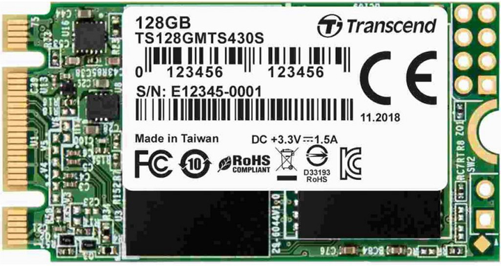 Dysk SSD Transcend MTS430S 128GB M.2 SATA III 3D NAND TLC (TS128GMTS430S) - obraz 1