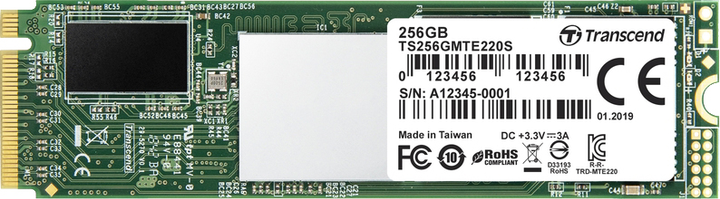 SSD диск Transcend MTE220S 256GB M.2 PCIe Gen 3.0 3D NAND (TS256GMTE220S) - зображення 1