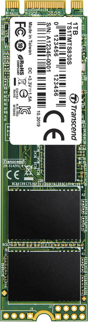 Dysk SSD Transcend MTS830S 1TB M.2 SATA SATA III 3D-NAND TLC (TS1TMTS830S) - obraz 1