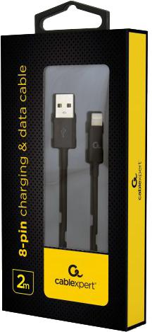 Kabel Cablexpert USB - Apple Lightning 2 m Czarny (CC-USB2P-AMLM-2M) - obraz 2