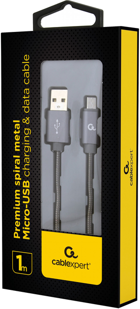 Кабель Cablexpert USB - MicroUSB 1 м Metallic-Grey (CC-USB2S-AMmBM-1M-BG) - зображення 2