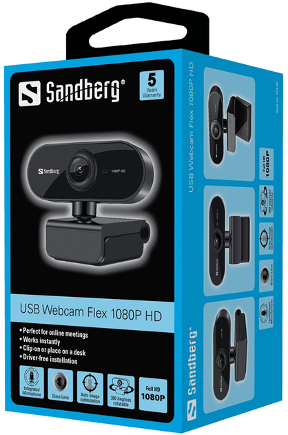 Вебкамера Sandberg Webcam Flex 1080P HD Black (5705730133978) - зображення 4