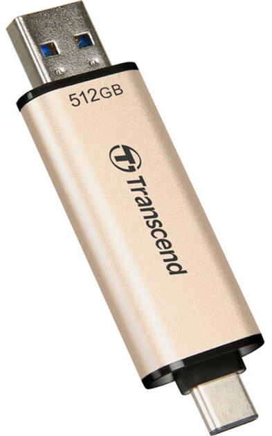 Pamięć USB Transcend JetFlash 930C 512GB USB 3.2/Type-C Gold-Black (TS512GJF930C) - obraz 2