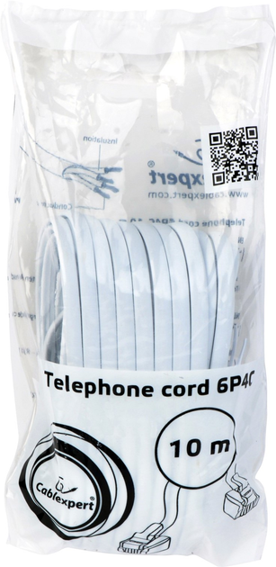 Kabel patch Cord RJ11 Cablexpert 10 m (TC6P4C-10M) - obraz 2