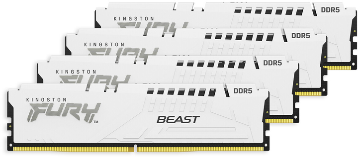 Оперативна пам'ять Kingston FURY DDR5-5200 65536MB PC5-41600 (Kit of 4x16384) Beast 1Rx8 White (KF552C40BWK4-64) - зображення 1