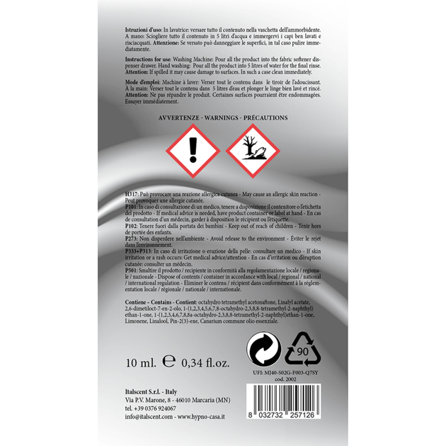 Парфум для прання Hypno Casa CUORE DI BERGAMOTTO (mono doza) 10ml (3669F-HYP) - изображение 4