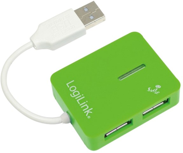 Hub USB LogiLink Smile 4-portowy USB 2.0 Zielony (4052792007831) - obraz 1