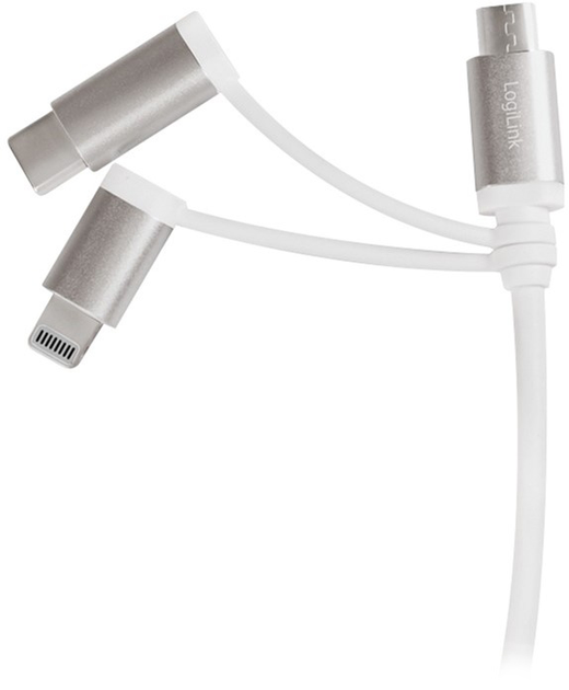 Kabel LogiLink USB 2.0 USB-A/M - Micro-USB + USB-C + Lightning (4052792047905) - obraz 2