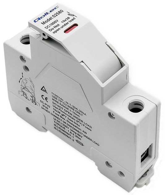 Podstawa bezpiecznikowa Qoltec Solar z diodą i bezpiecznikiem DC 1P 1000V 15A 10x38 (5901878525808) - obraz 4