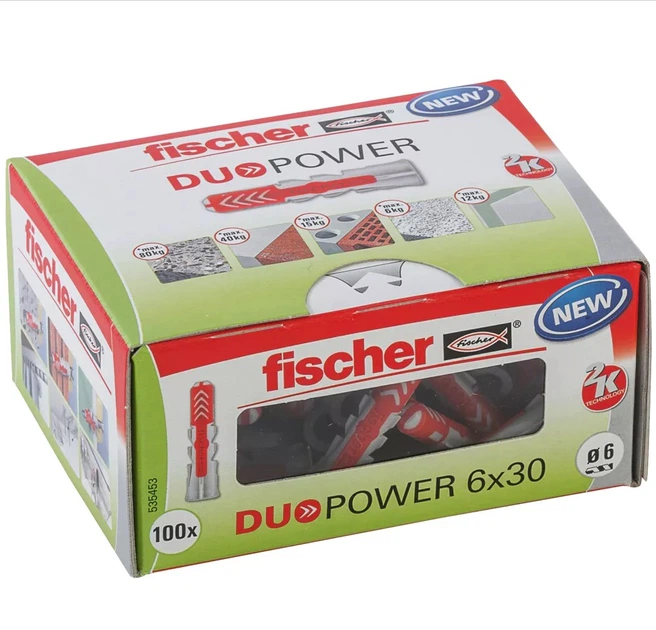 Дюбель DuoPower 6x30 LD універсальний високотехнологічний Fischer 535453 ( 100шт/уп) - зображення 2
