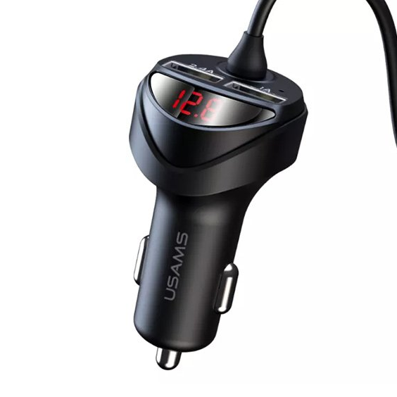 Автомобильное зарядное устройство с 3в1 кабелем Micro-USB/Type-C/Lightning USAMS US-CC119 |2USB/3.4A| Черный - изображение 3