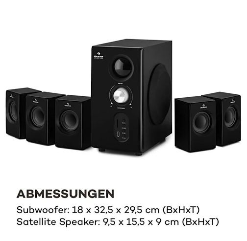 Акустична система Auna Concept 520 5.1, 75 Вт RMS, BT, USB, SD - зображення 6