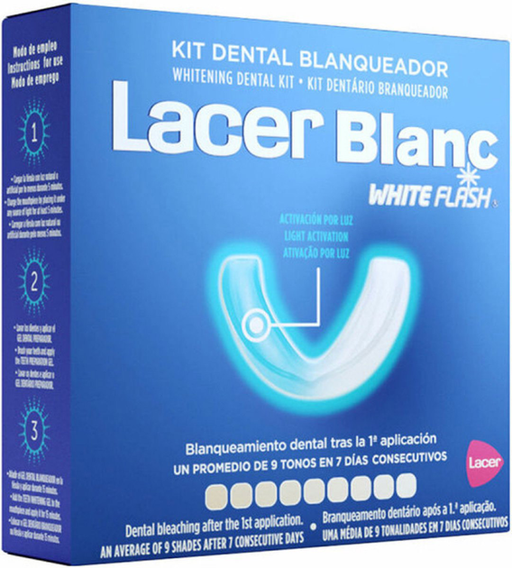 Zestaw do wybielania zębów Lacer Blanc White Flash Żel fotoluminescencyjny 15 ml + Żel do wybielania 30 ml + Nakładka (8470001932488) - obraz 1