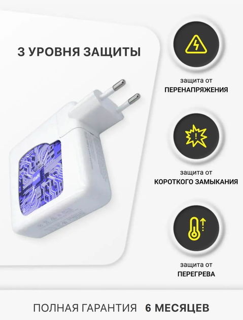 Зарядка Foxconn для Macbook Apple USB-C 61W magsafe Блок питания apple Type-C Power Adapter зарядный блок - изображение 6