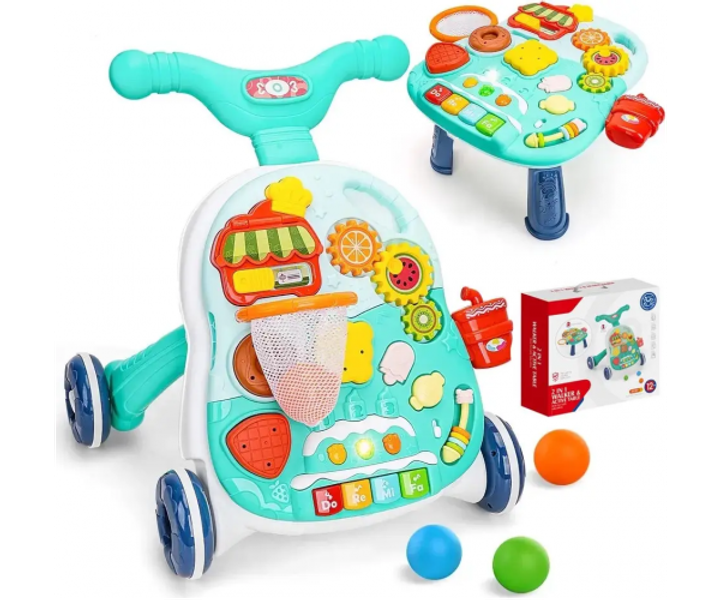 Каталка ходунки музичні 2 в 1 Walker Kids HB 0040 AB Голубі | Быстрая ...