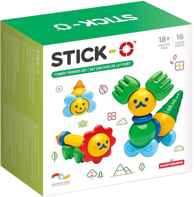 Klocki magnetyczne Stick-O Leśni przyjaciele 16 elementów (005-902002) - obraz 1