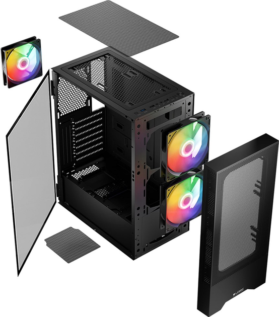 Корпус Logic Concept Arya Mesh+Glass ARGB fans 2x140 mm + 1x120 mm Black (AT-ARYA-10-000000-0002) - зображення 12