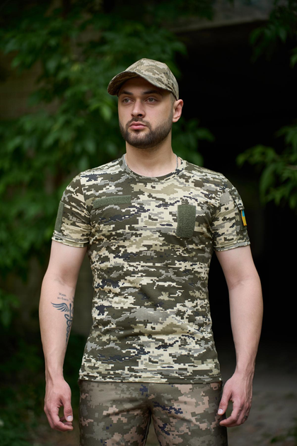 Тактическая футболка пиксель с липучками на груди и карман на плече S - изображение 2