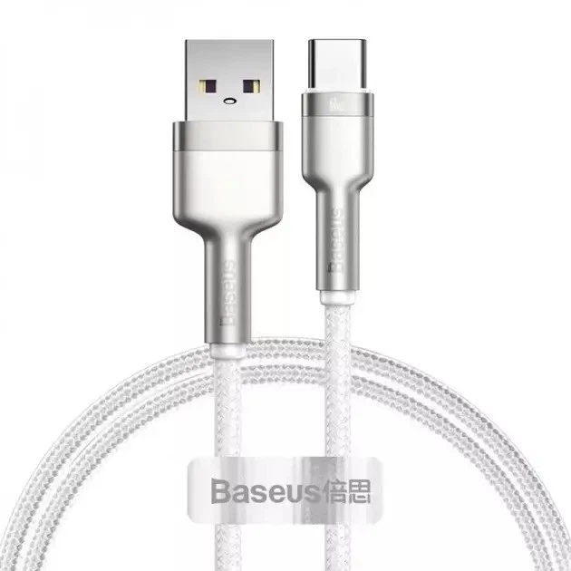 Кабель Baseus Cafule Series Metal Cable USB to Type-C 66W 2m CAKF000202 White - изображение 2