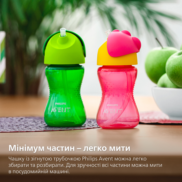 Чашка з трубочкою Philips AVENT 300 мл 12 міс + Рожева (SCF798/02) - зображення 5
