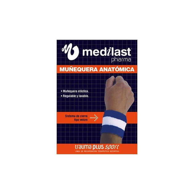 Bandaż na nadgarstek Medilast Munequera Velcro Azul-Blanco-Azul Talla Pequena (8470002322875) - obraz 1