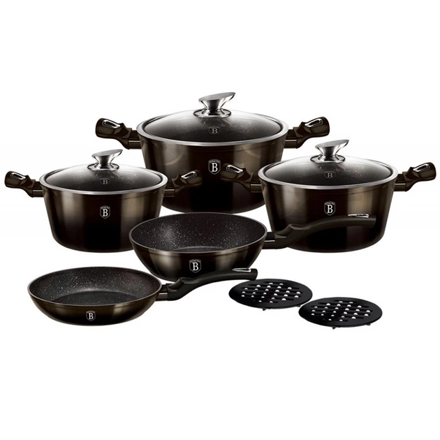 Набор посуды Metallic Line Shiny Black Edition 13 предметов Berlinger ...