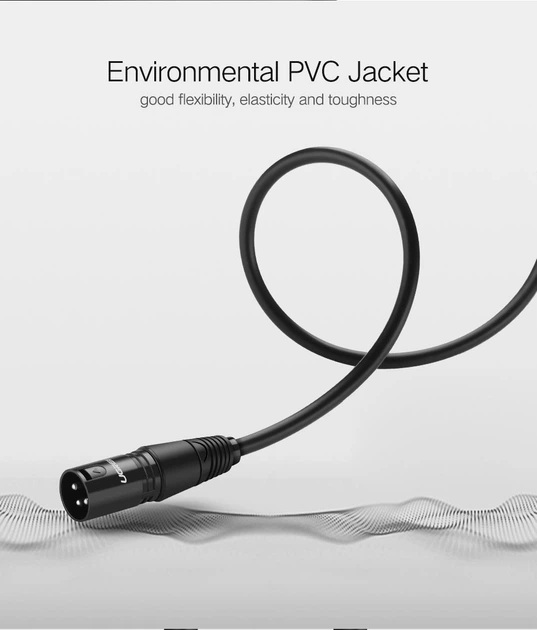 Микрофонный кабель UGREEN AV130 XLR Male to XLR Female 3m Black (20711) - Фото 7 Микрофонный кабель UGREEN AV130 XLR Male to XLR Female 3m Black (20711) - изображение 7