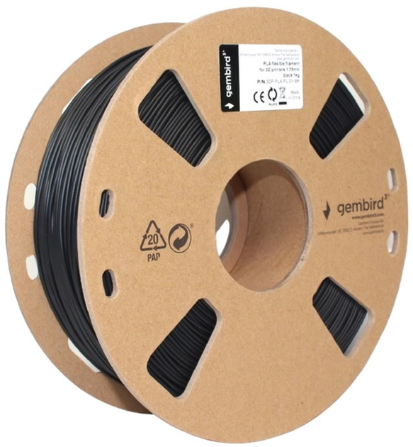 Filament do wkładu Gembird PLA Flexible 1.75 mm Czarny (3DP-PLA-FL-01-BK) - obraz 2