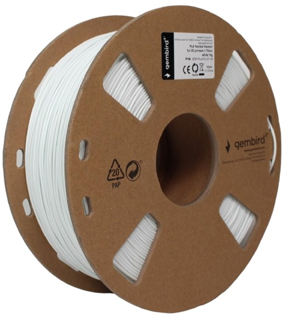 Filament do wkładu Gembird PLA Flexible 1.75 mm Biały (3DP-PLA-FL-01-W) - obraz 2