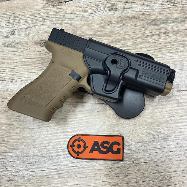 Кобура страйкбольная для лівші G17/G19/G18 - Black [Amomax] - зображення 2