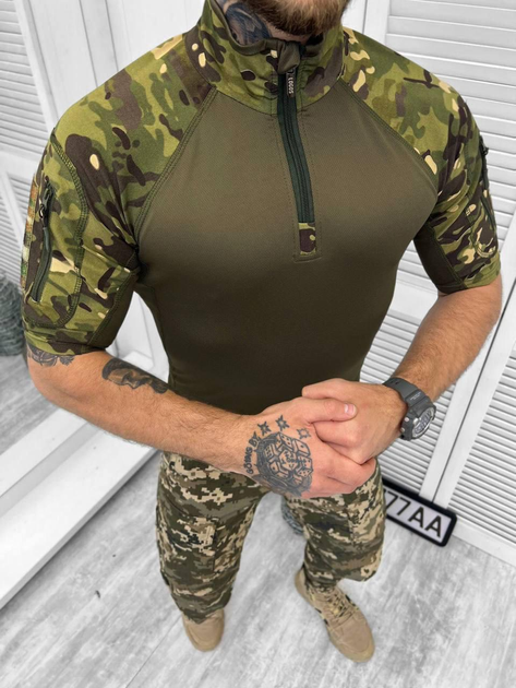 Тактическая рубашка убакс с коротким рукавом котон+стрейч Мультикам M - изображение 1