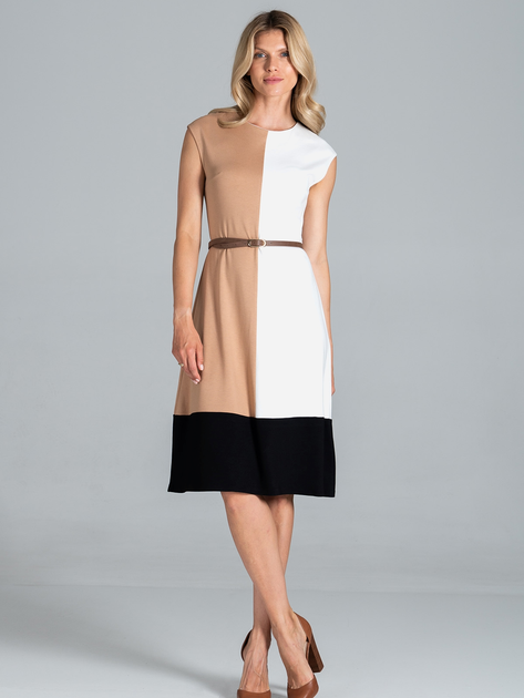 Sukienka trapezowa damska Figl M815 M Ecru/Brązowy/Czarna (5902194394826) - obraz 4