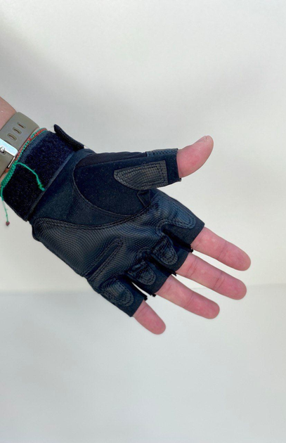 Тактичні рукавиці без пальців чорні розмір L - зображення 2