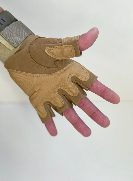 Тактические перчатки без пальцев койот размер L - изображение 2