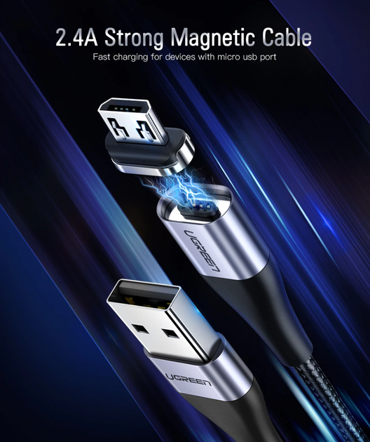 Конектор Ugreen перехідник зарядний Micro USB 5V2.4A магнітний (ED023) - Фото 10 Конектор Ugreen перехідник зарядний Micro USB 5V2.4A магнітний (ED023) - зображення 10