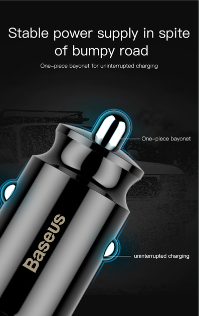 Автомобильное Быстрое зарядное устройство Baseus Grain 2USB 3.1A Black «‎CCALL-ML01» - изображение 13
