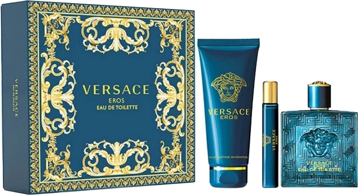 Zestaw Versace Eros Woda toaletowa 100 ml + woda toaletowa 10 ml + żel pod prysznic 150 ml (8011003879403) - obraz 1