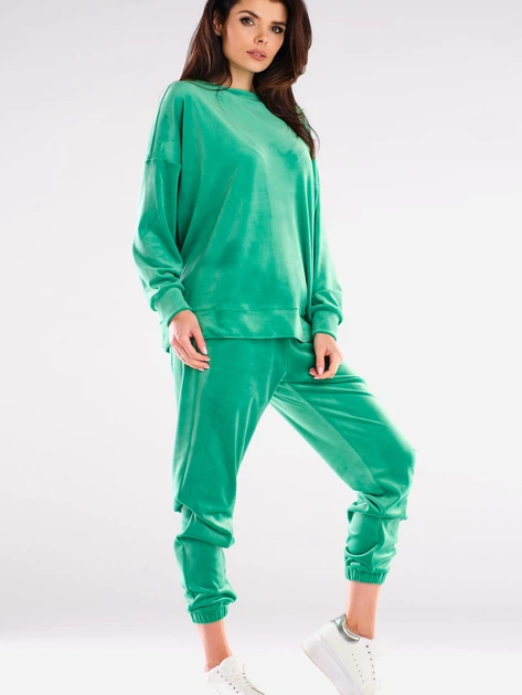 Spodnie dresowe damskie Awama A411 1132544 XL Zielone (5902360553422) - obraz 4