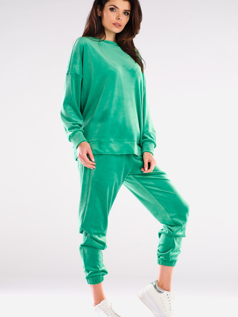 Spodnie dresowe damskie Awama A411 1132544 XL Zielone (5902360553422) - obraz 4